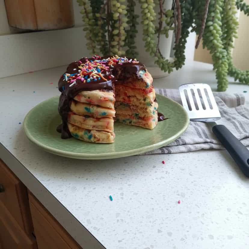 Foto deliciosa de Panquecas Arco-Íris pronta para servir - Panquecas & Waffles