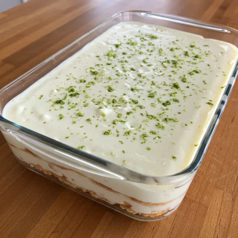 Foto deliciosa de Pavê de Limão com Leite em Pó pronta para servir - Pudins & Cremes