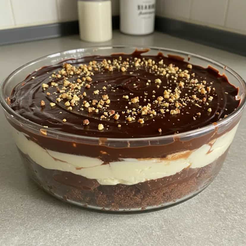 Foto deliciosa de Pavê Simples de Chocolate e Coco pronta para servir - Pudins & Cremes