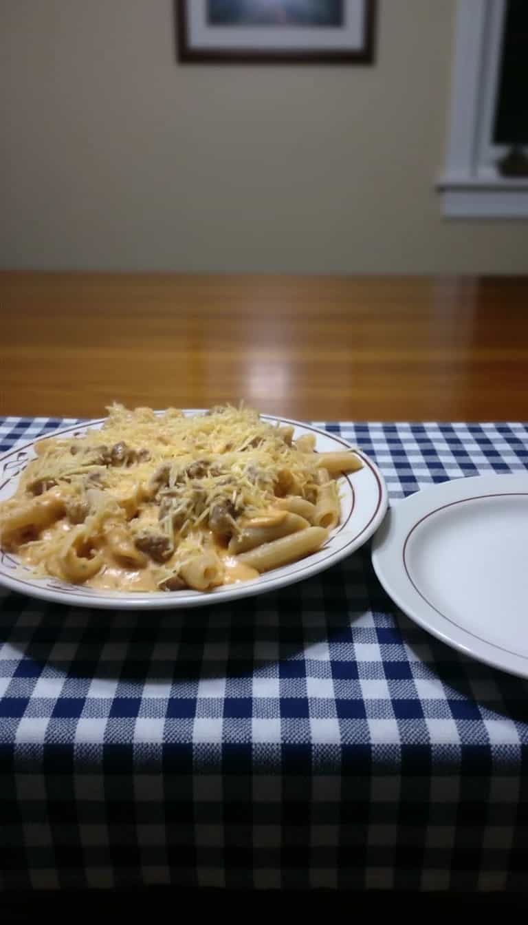 Foto deliciosa de Penne ao Estrogonofe de File Mignon pronta para servir - Massas & Macarrão