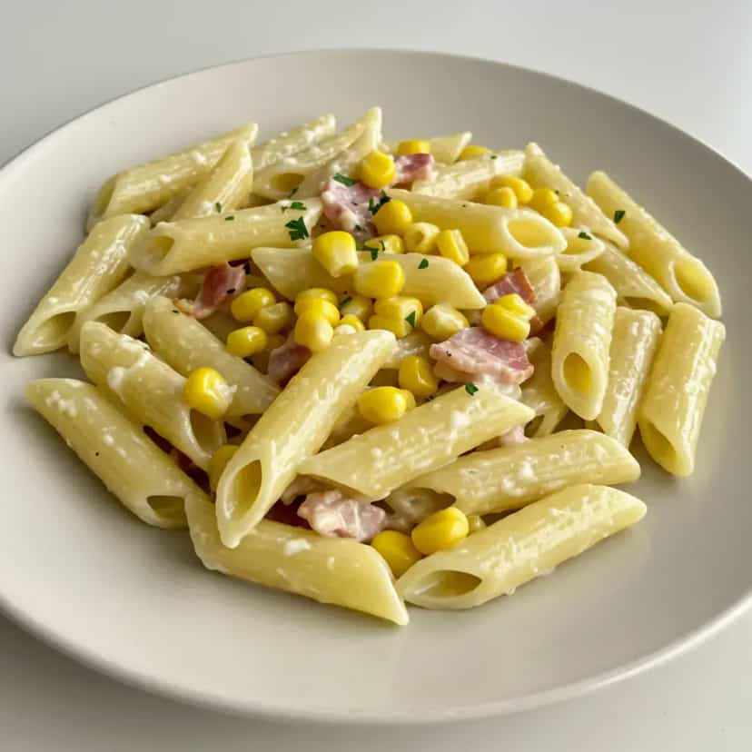 Foto deliciosa de Penne Cremoso ao Bacon pronta para servir - Outras Receitas