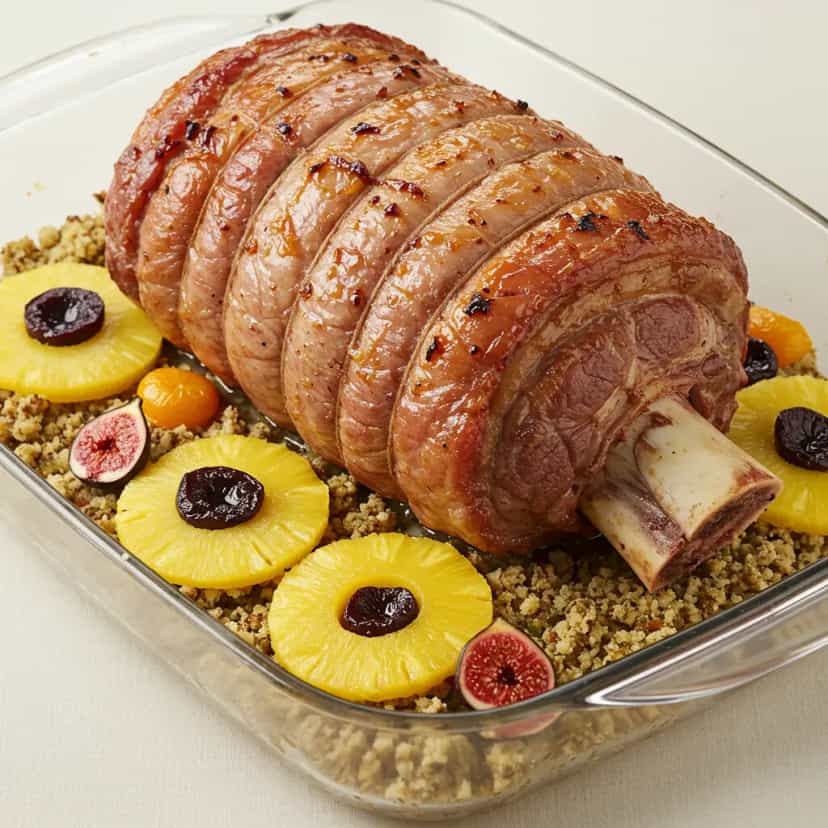 Foto deliciosa de Pernil Assado ao Vinho Branco pronta para servir - Carnes & Frango