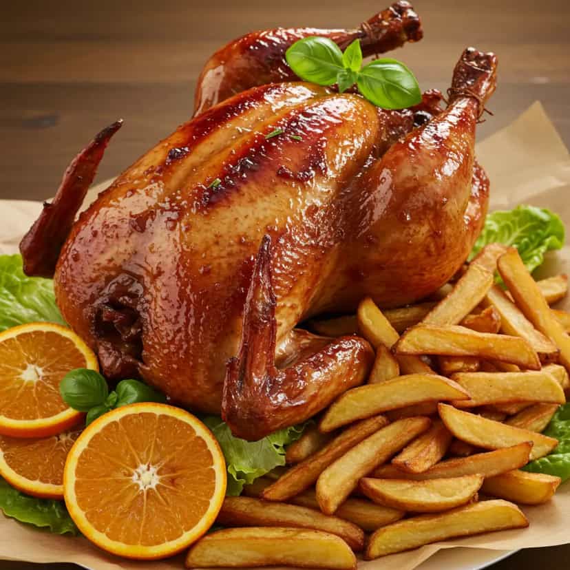 Foto deliciosa de Peru Assado com Molho de Cerveja pronta para servir - Carnes & Frango