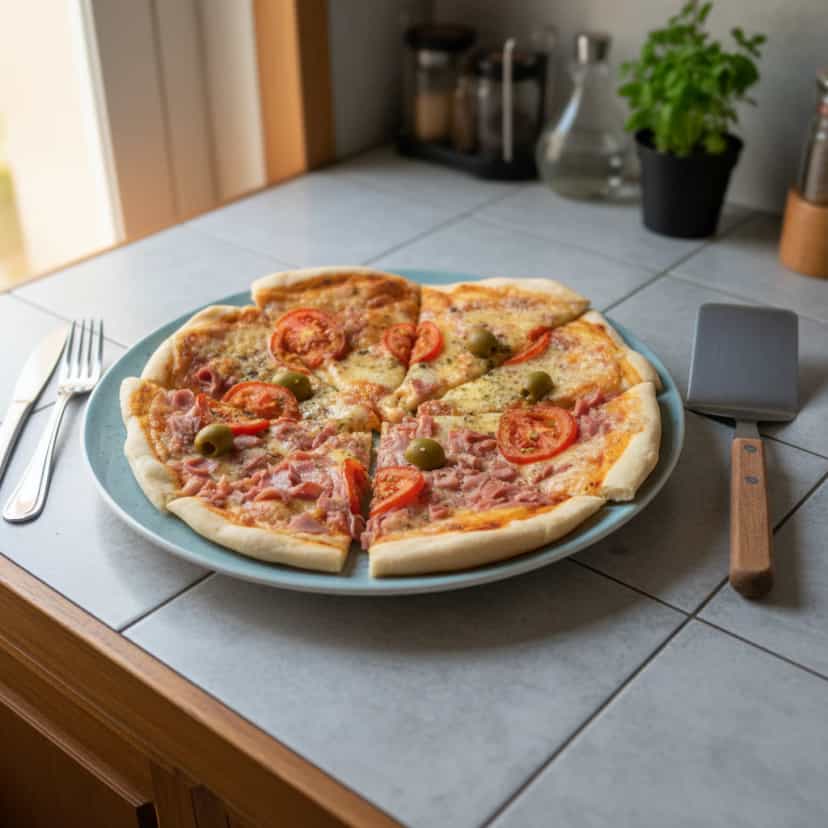 Foto deliciosa de Pizza de Frios pronta para servir - Pizzas & Salgados
