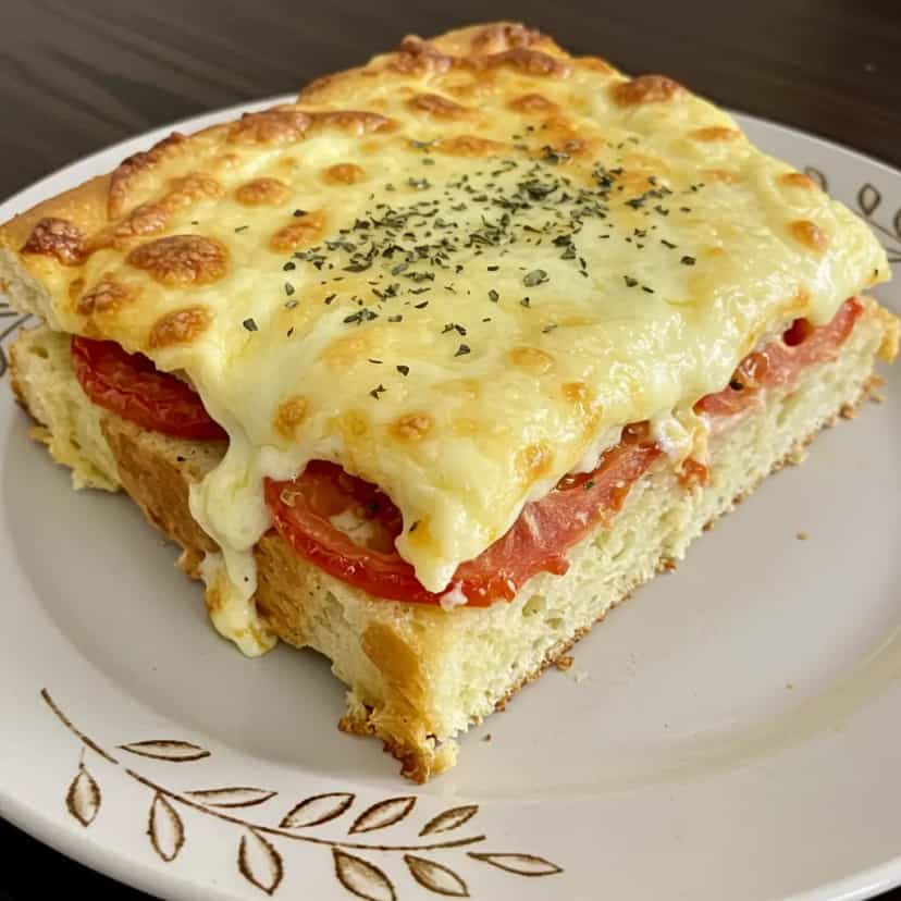 Foto deliciosa de Pizza de Pão Simples pronta para servir - Lanches de Padaria