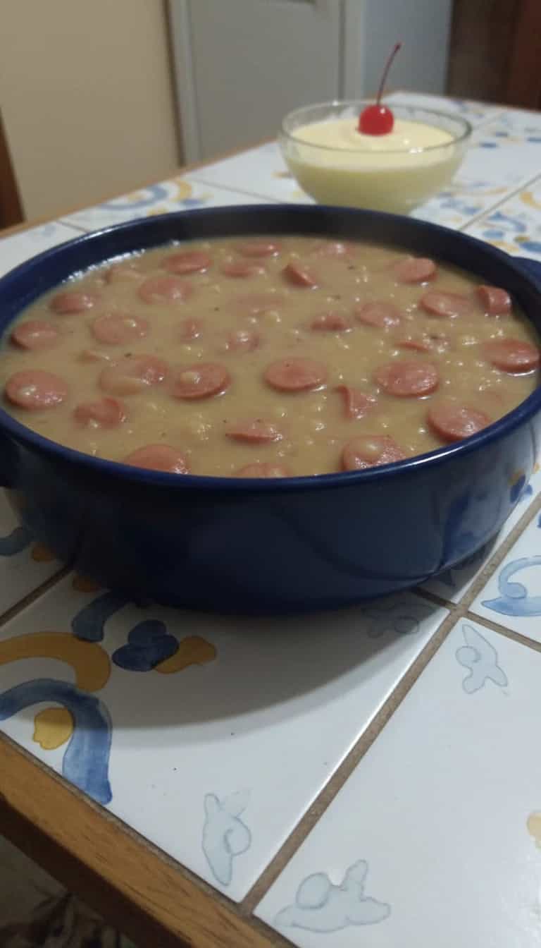 Foto deliciosa de Polenta Cremosa com Linguiça e Molho pronta para servir - Pratos Brasileiros Icônicos