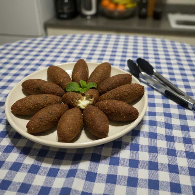 Foto deliciosa de Quibe de Carne Recheado com Mussarela pronta para servir - Salgadinhos