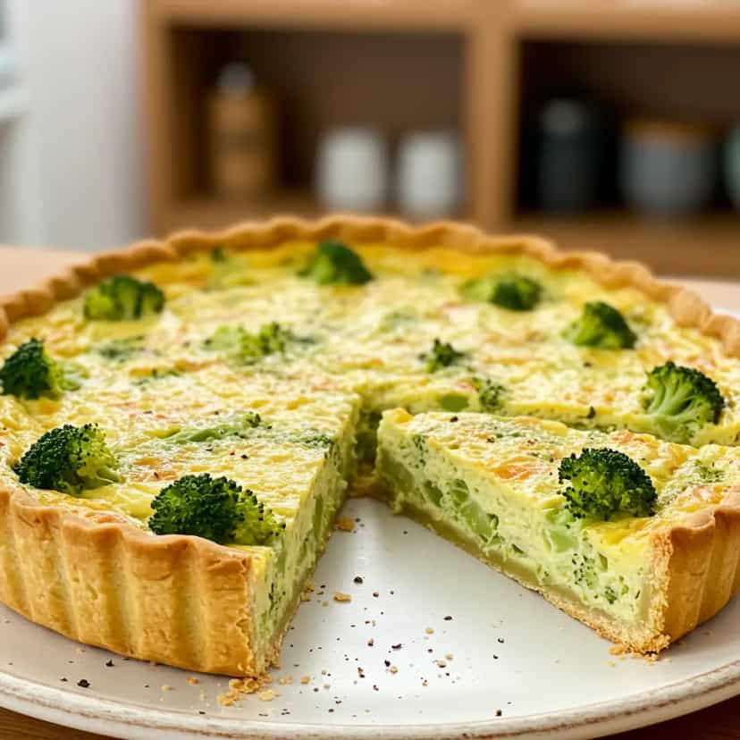 Foto deliciosa de Quiche de Brócolis Sem Glúten pronta para servir - Sem Glúten