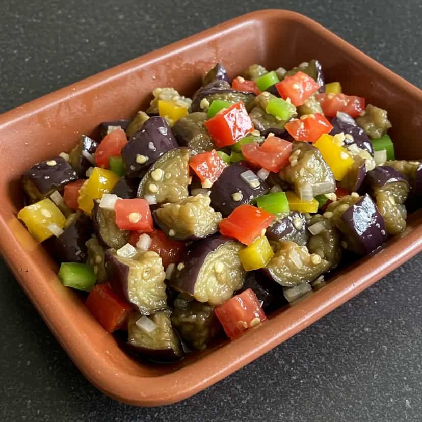 Foto deliciosa de Salada de Berinjela ao Limão pronta para servir - Saladas