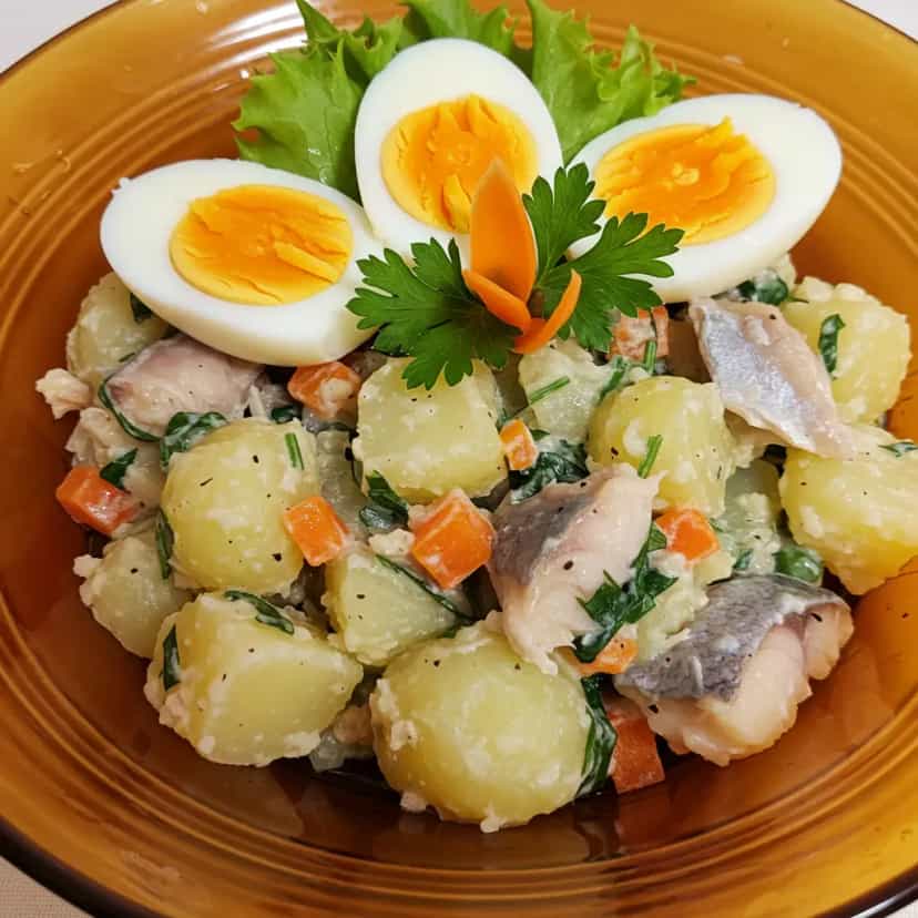Foto deliciosa de Salada de Sardinha com Batata Palha pronta para servir - Outras Receitas