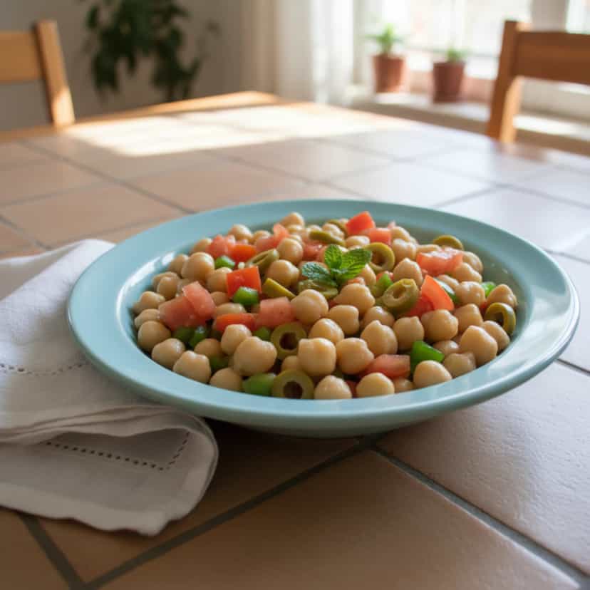 Foto deliciosa de Salada Refrescante de Grão-de-Bico pronta para servir - Saladas