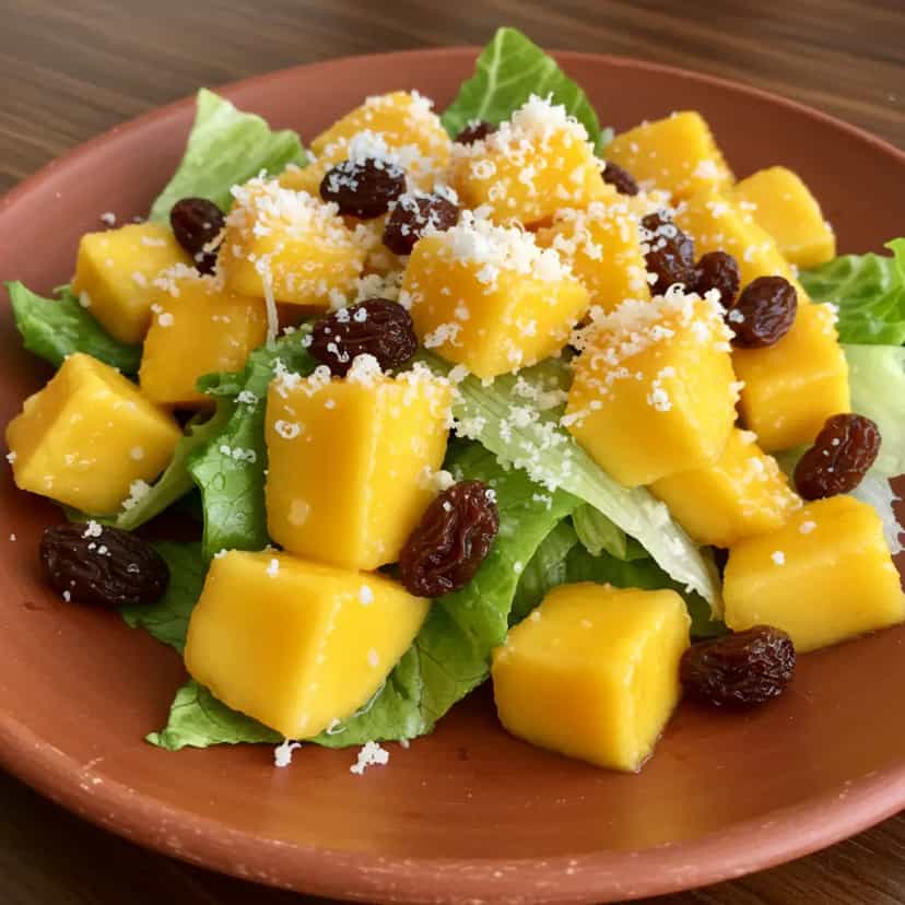 Foto deliciosa de Salada Tropical de Manga com Parmesão pronta para servir - Saladas