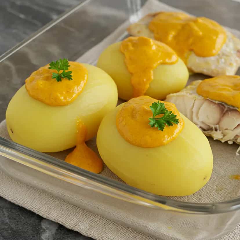 Foto deliciosa de Salmão ao Molho de Maracujá pronta para servir - Peixes & Frutos do Mar