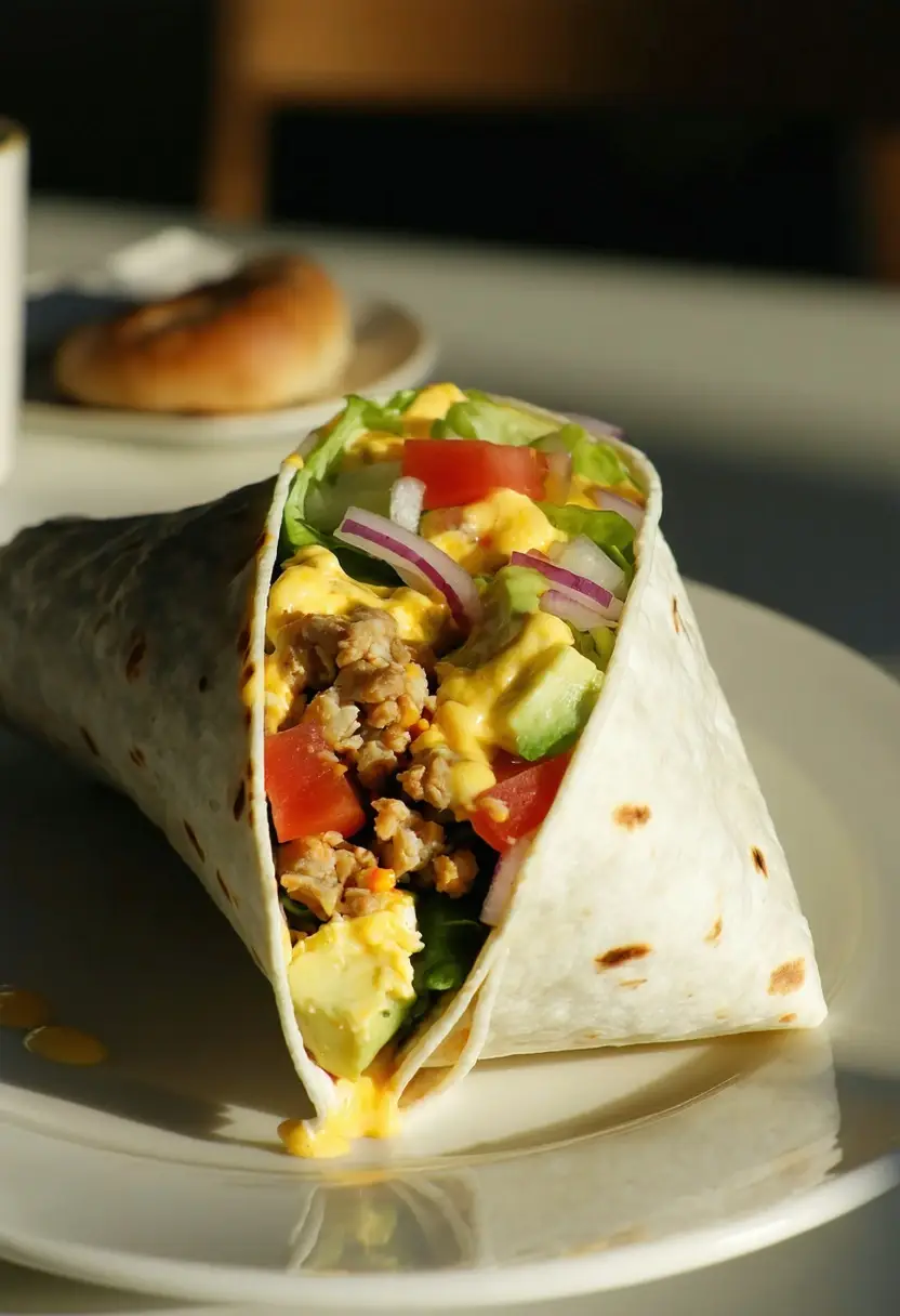 Foto deliciosa de Burrito Salgado de Café da Manhã pronta para servir - Burritos & Wraps