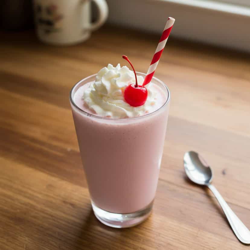 Foto deliciosa de Shake Cremoso de Gelatina de Morango pronta para servir - Milkshakes
