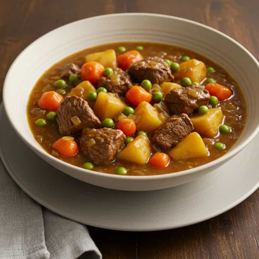 Foto deliciosa de Sopa de Carne com Macarrão pronta para servir - Sopas & Caldos