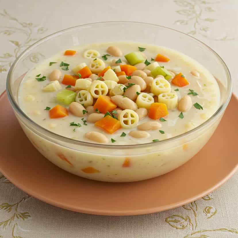 Foto deliciosa de Sopa de Feijão com Legumes e Macarrão pronta para servir - Sopas & Caldos