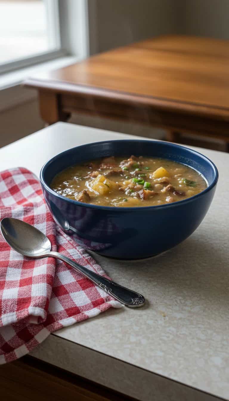 Foto deliciosa de Sopa de Mandioca com Carne pronta para servir - Sopas & Caldos