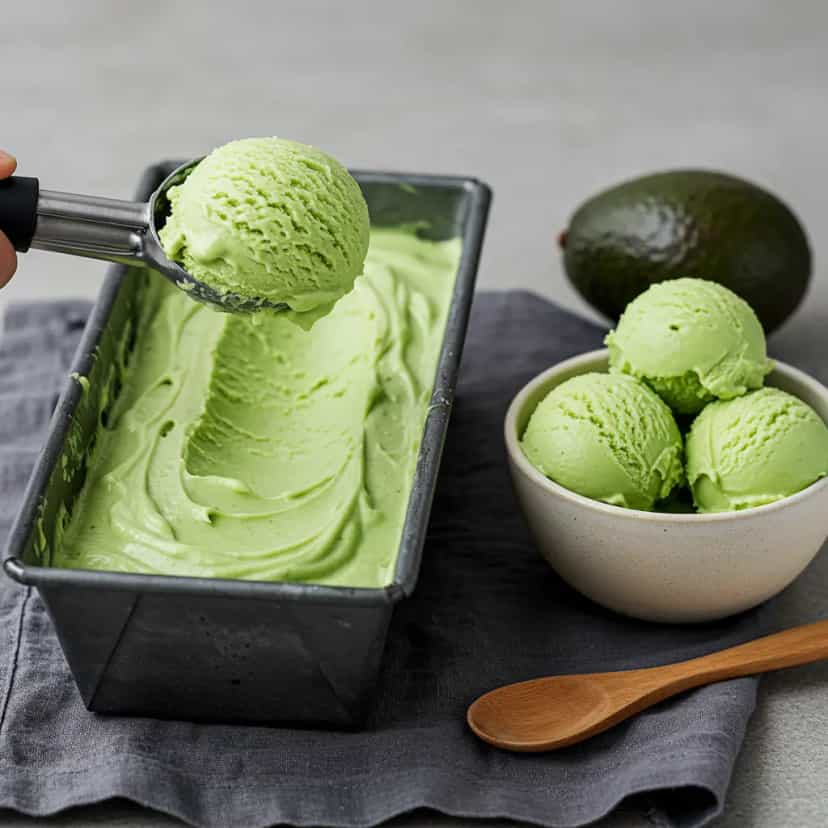 Foto deliciosa de Sorvete Cremoso de Abacate pronta para servir - Doces Gelados & Sorvetes