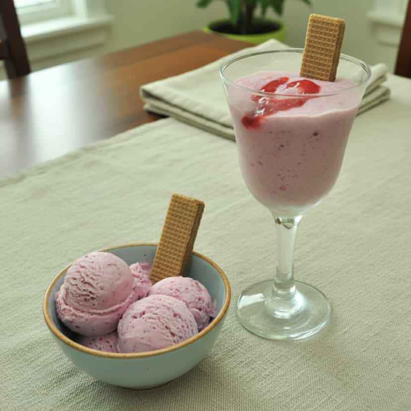 Foto deliciosa de Sorvete Cremoso de Gelatina pronta para servir - Doces Gelados & Sorvetes