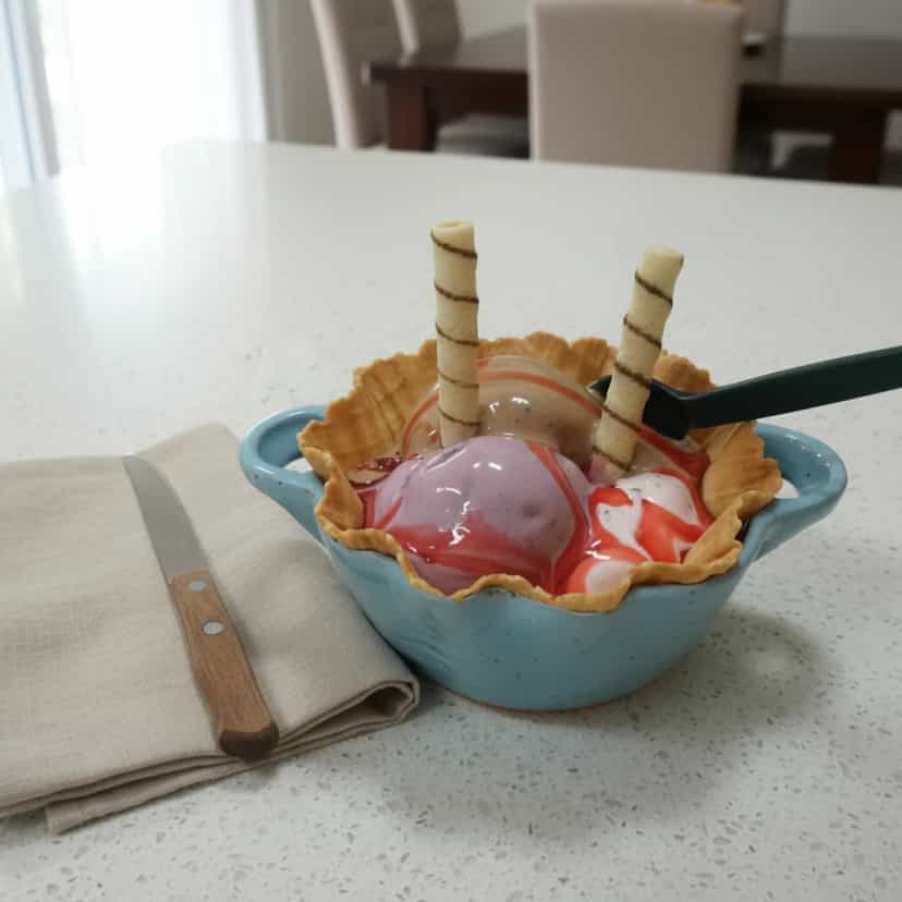 Foto deliciosa de Sorvete de Leite Moça Cremoso pronta para servir - Doces Gelados & Sorvetes