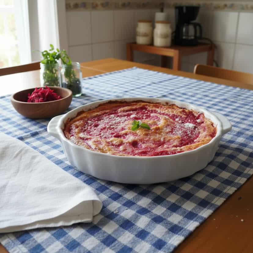 Foto deliciosa de Soufflé de Beterraba e Queijo Suíço pronta para servir - Outras Receitas