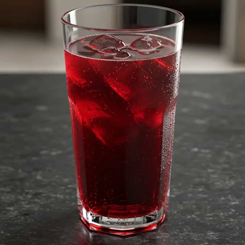 Foto deliciosa de Suchá de Hibisco Refrescante pronta para servir - Bebidas Brasileiras