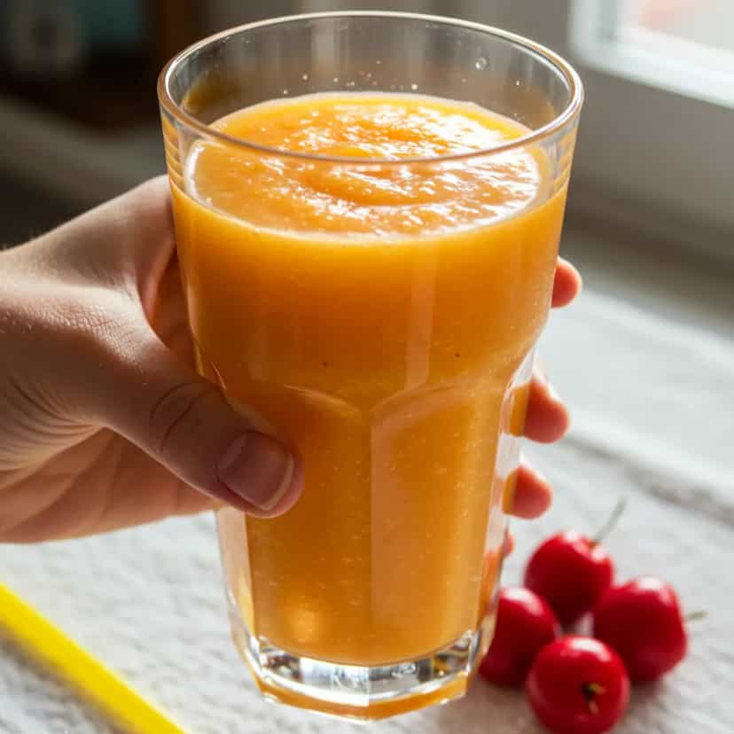 Foto deliciosa de Suco Bronzeador de Manga e Acerola pronta para servir - Sucos & Smoothies