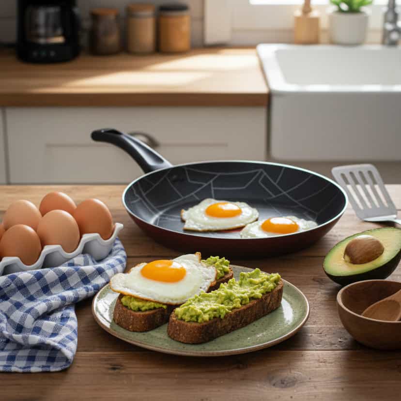 Foto deliciosa de Torrada de Abacate com Ovo pronta para servir - Brunch