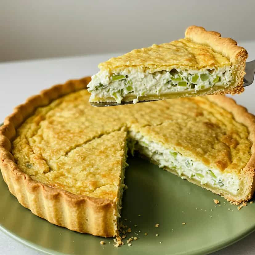 Foto deliciosa de Torta de Alho-Poró com Ricota pronta para servir - Tortas Salgadas