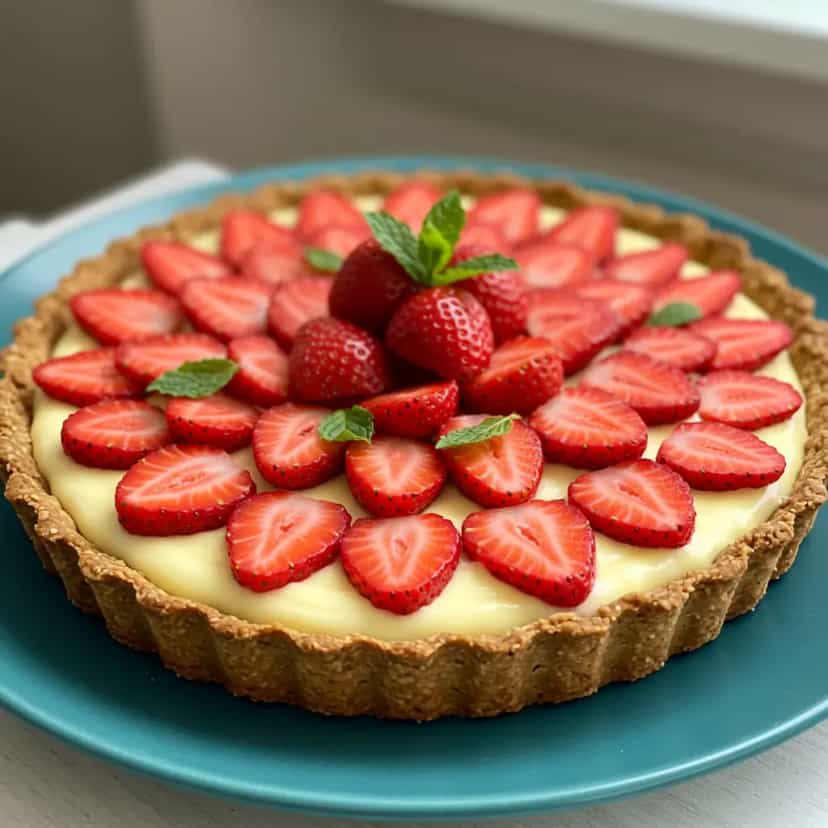 Foto deliciosa de Torta de Aveia com Banana e Morango pronta para servir - Tortas & Tortinhas