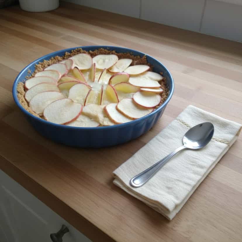 Foto deliciosa de Torta de Maçã com Base de Bolacha pronta para servir - Tortas & Tortinhas