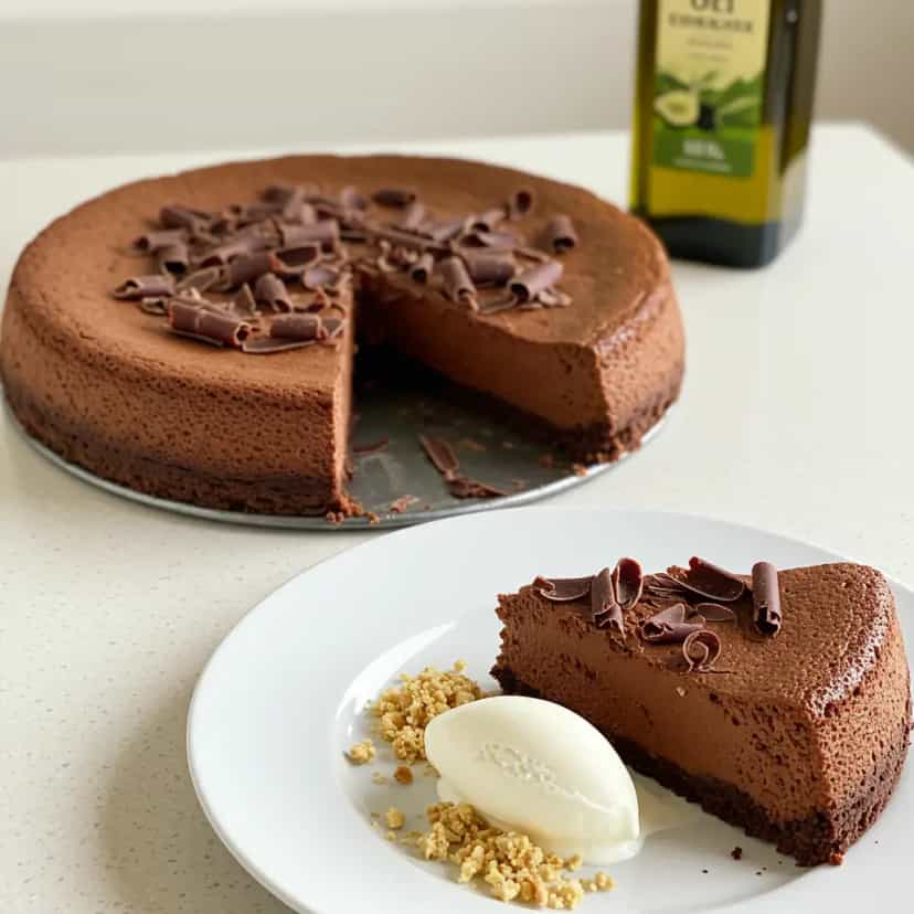 Foto deliciosa de Torta Mousse de Chocolate com Azeite pronta para servir - Tortas & Tortinhas