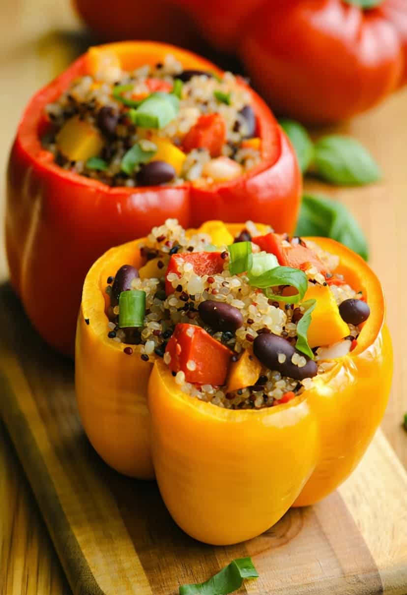 Foto deliciosa de Pimentões Recheados Vegetarianos pronta para servir - Vegetarianas