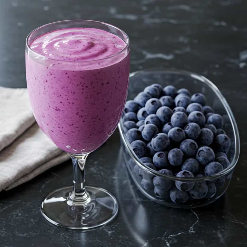 Foto deliciosa de Vitamina Cremosa de Mirtilo pronta para servir - Sucos & Smoothies