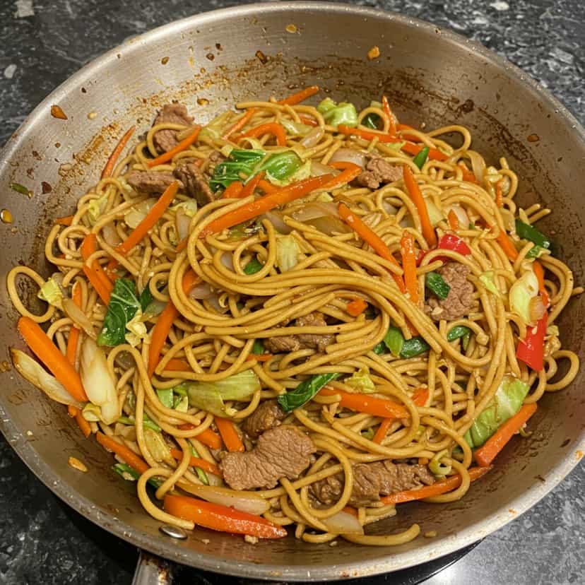 Foto deliciosa de Yakisoba Brasileiro pronta para servir - Massas & Macarrão