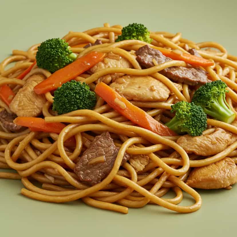 Foto deliciosa de Yakisoba de Frango e Carne pronta para servir - Bowls & Noodles