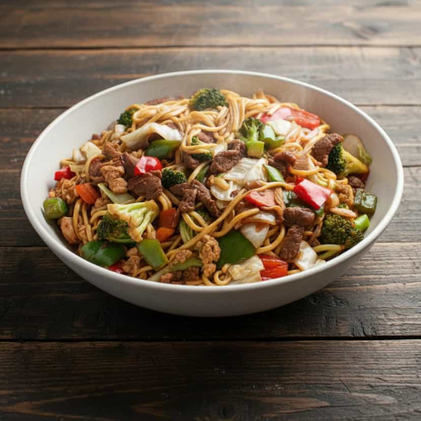 Foto deliciosa de Yakissoba de Frango e Alcatra pronta para servir - Bowls & Noodles