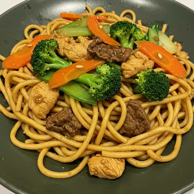 Foto deliciosa de Yakissoba de Frango e Carne pronta para servir - Bowls & Noodles