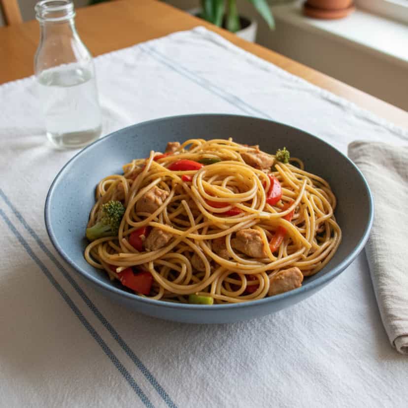 Foto deliciosa de Yakissoba de Frango e Carne pronta para servir - Bowls & Noodles