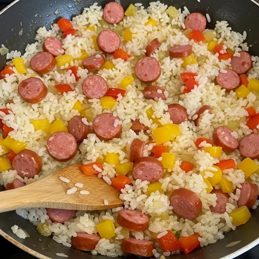 Arroz com Calabresa e Legumes