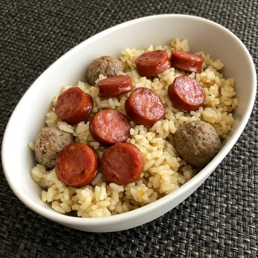 Arroz com Linguiça e Calabresa