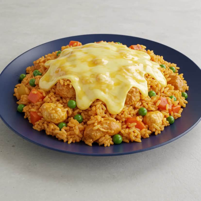 Arroz de Forno com Bacon e Queijo