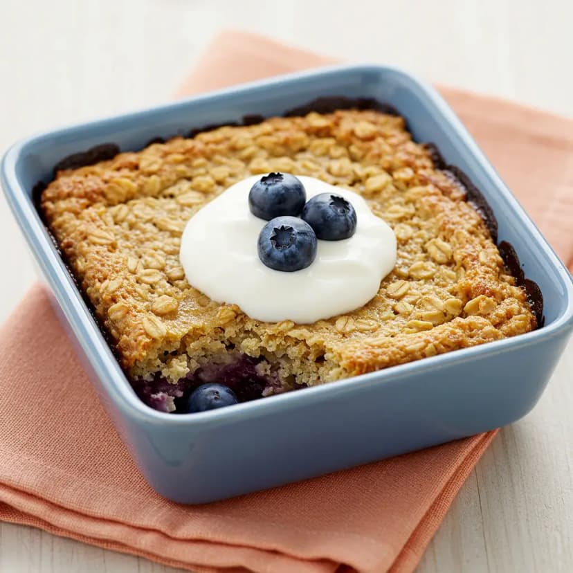 Baked Oats de Banana e Mirtilo