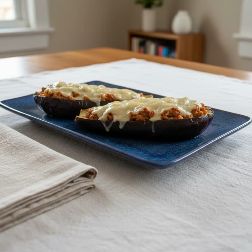 Beringelas Recheadas com Carne e Bacon