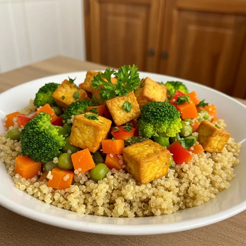 Bowl de Quinoa com Legumes e Tofu