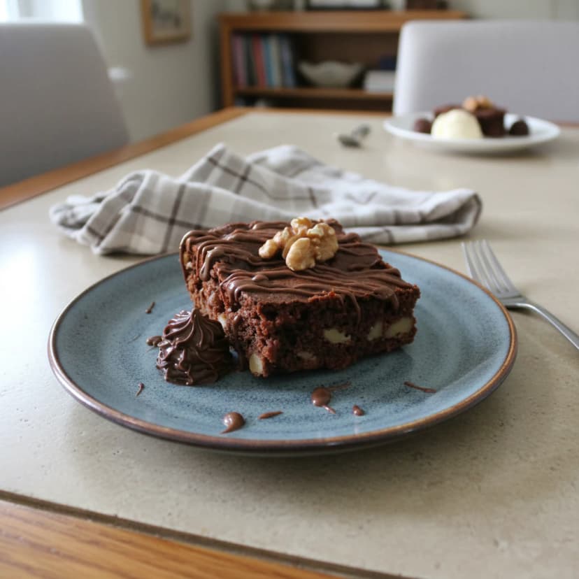 Brownie de Creme de Avelã com Nozes