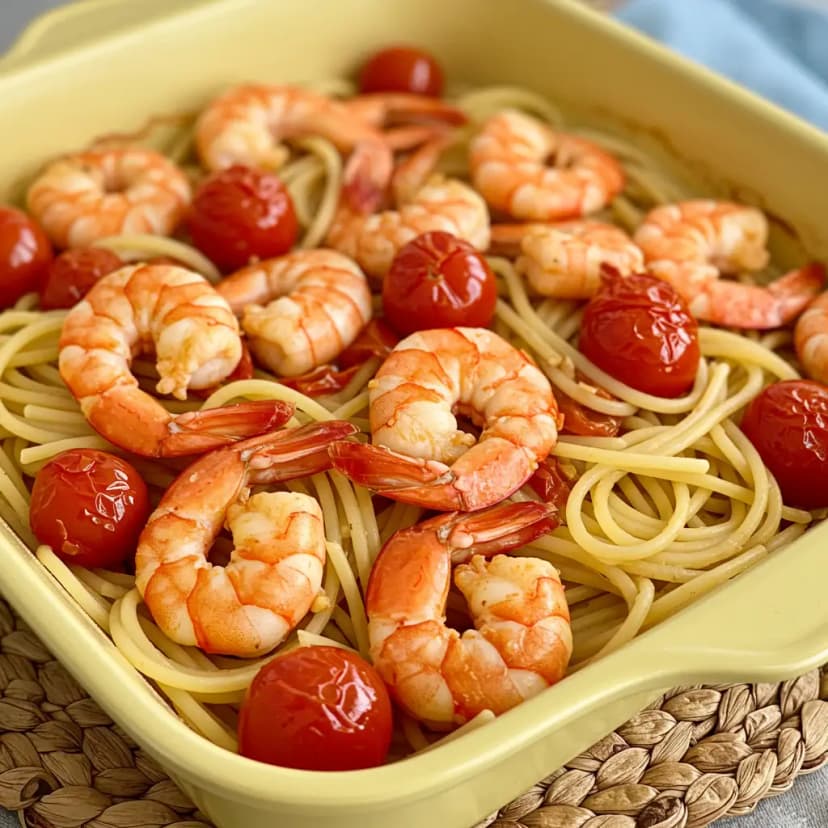 Espaguete com Camarão e Queijos