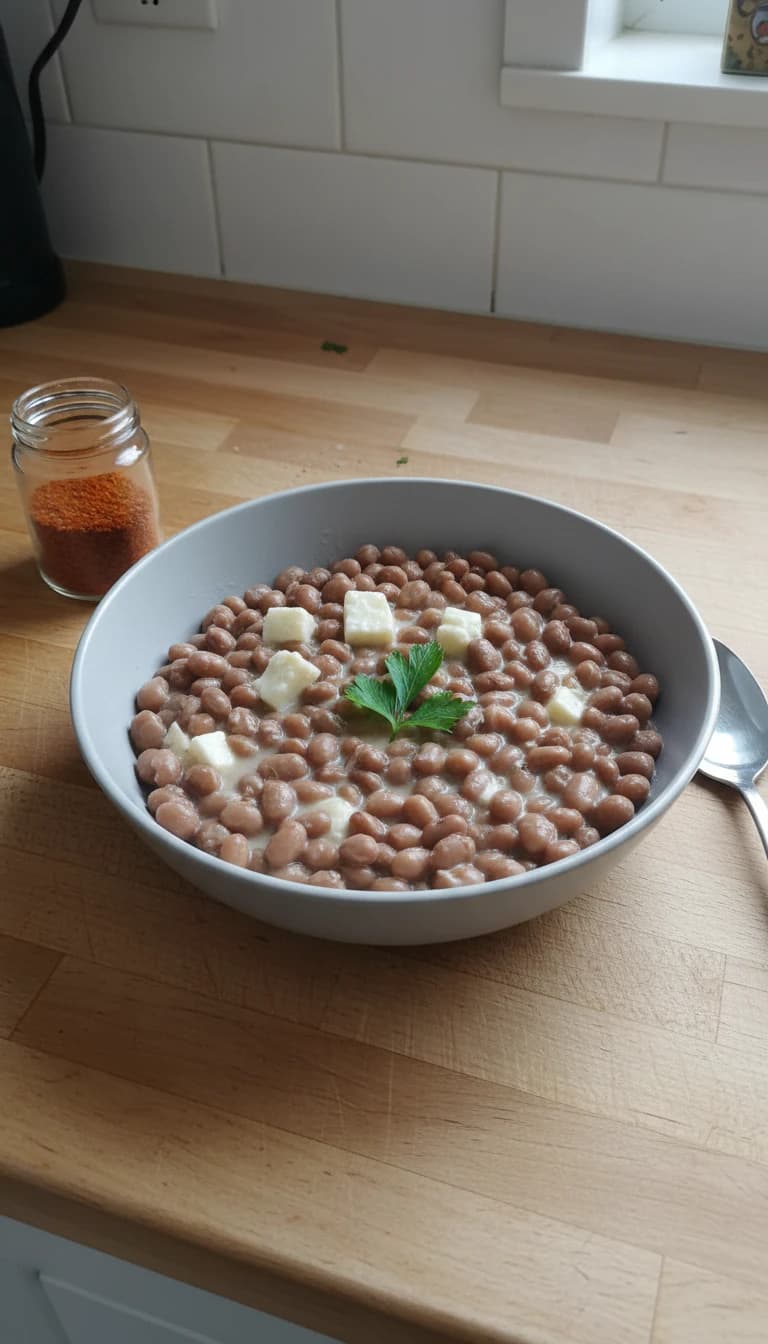 Feijão Verde Cremoso com Queijo Coalho