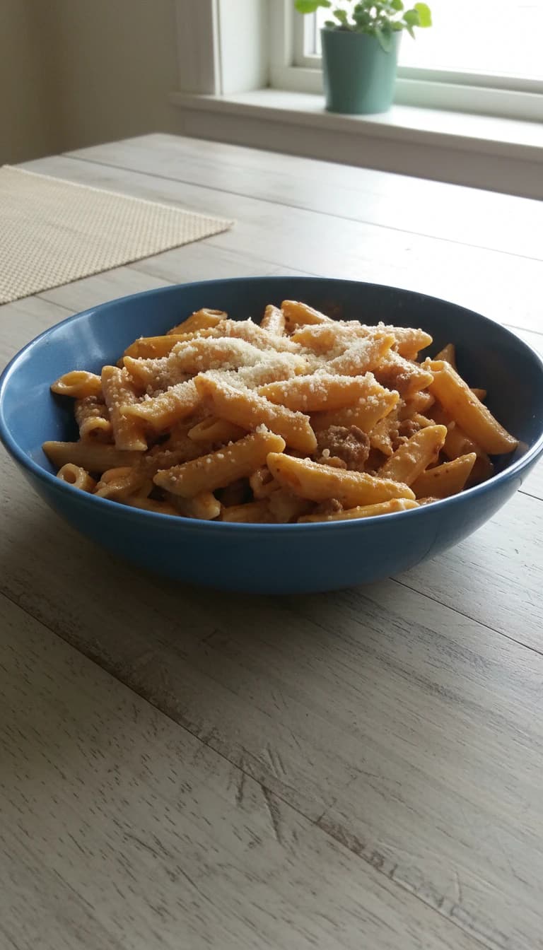 Macarrão Cremoso com Carne Moída